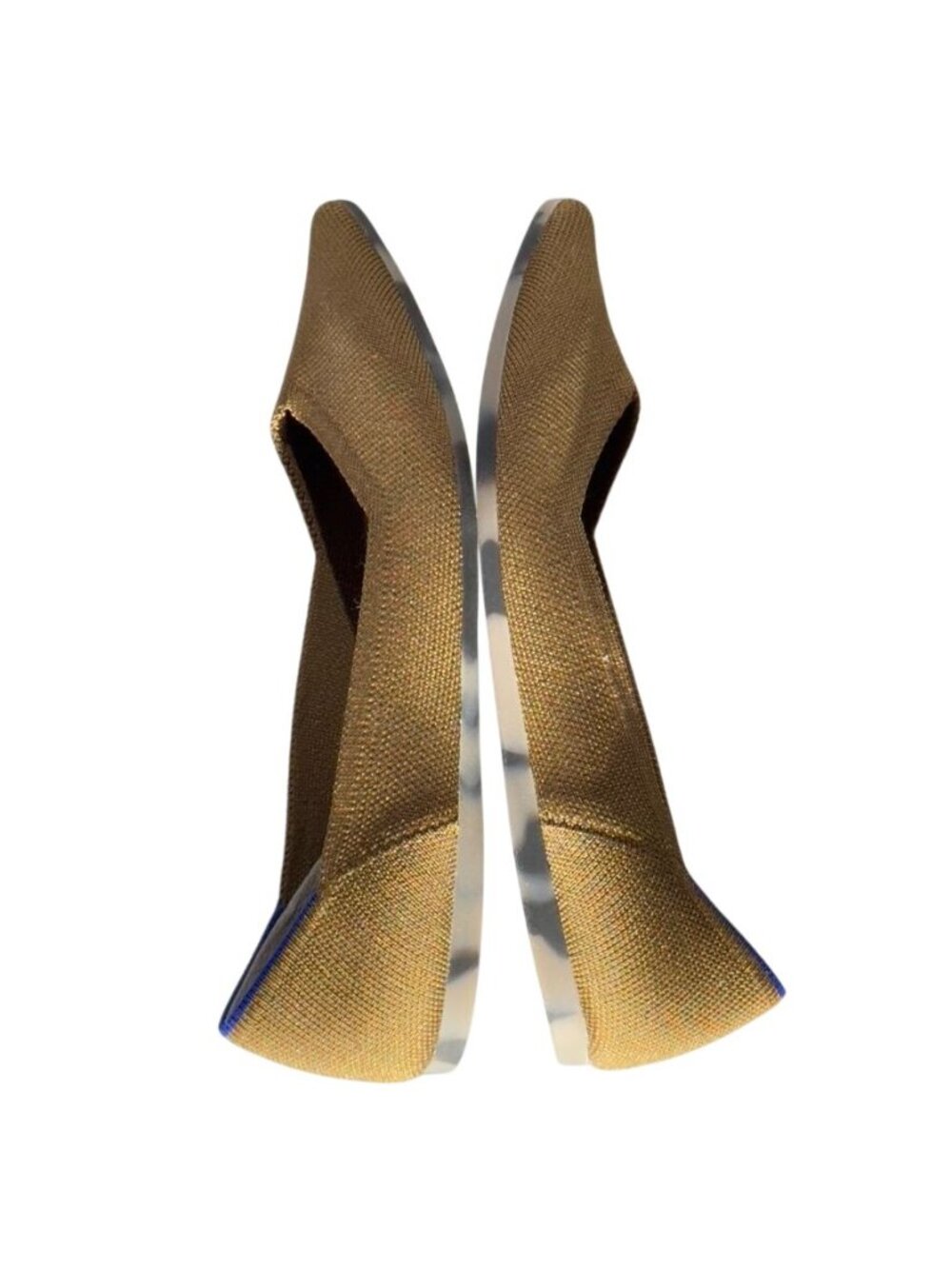 ROTHY'S Womens Pointed-Toe Flats Recycled Knit Bronze/Brown Blue Trim Size 7 - Picture 6 of 11